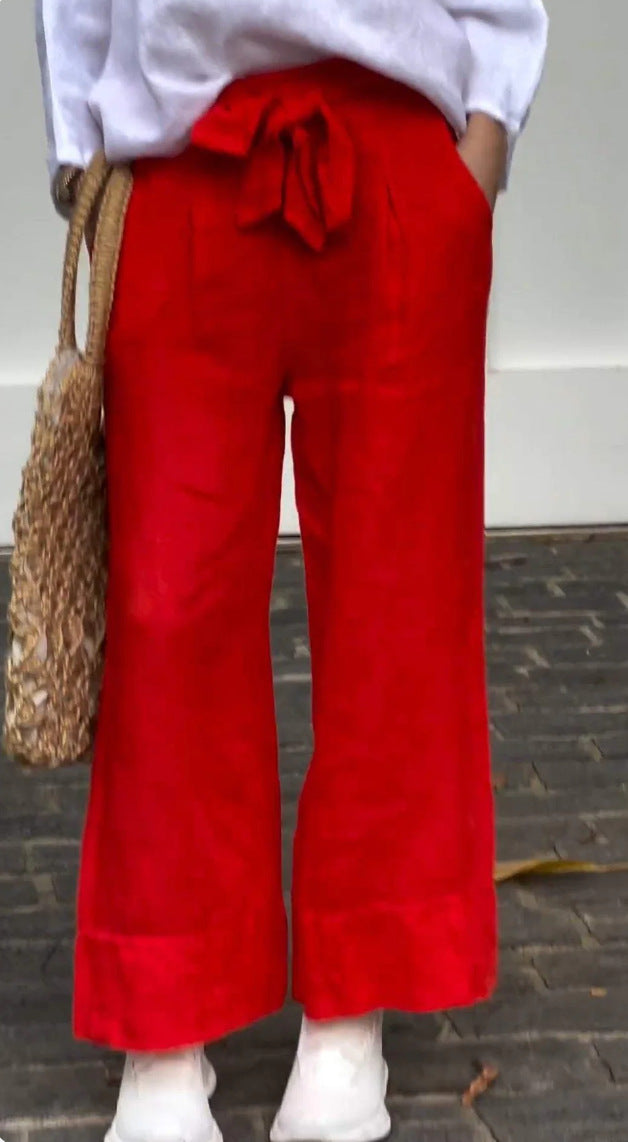 Women's Lightweight Adjustable High Waist Loose Trousers With Pockets