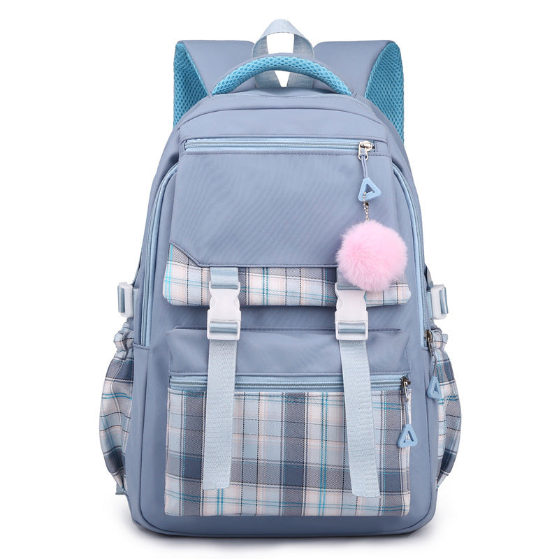Women's Solid Color Simple Multi-layer Computer Backpack