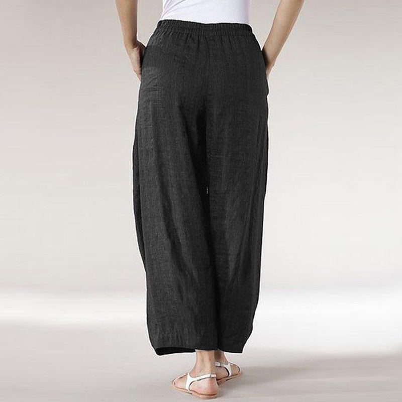 Women's Cotton And Linen Casual Wide-leg Straight-leg Pants