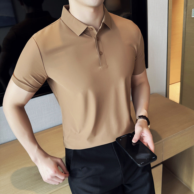 New Seamless Solid Color Thin Men's Casual T-shirt