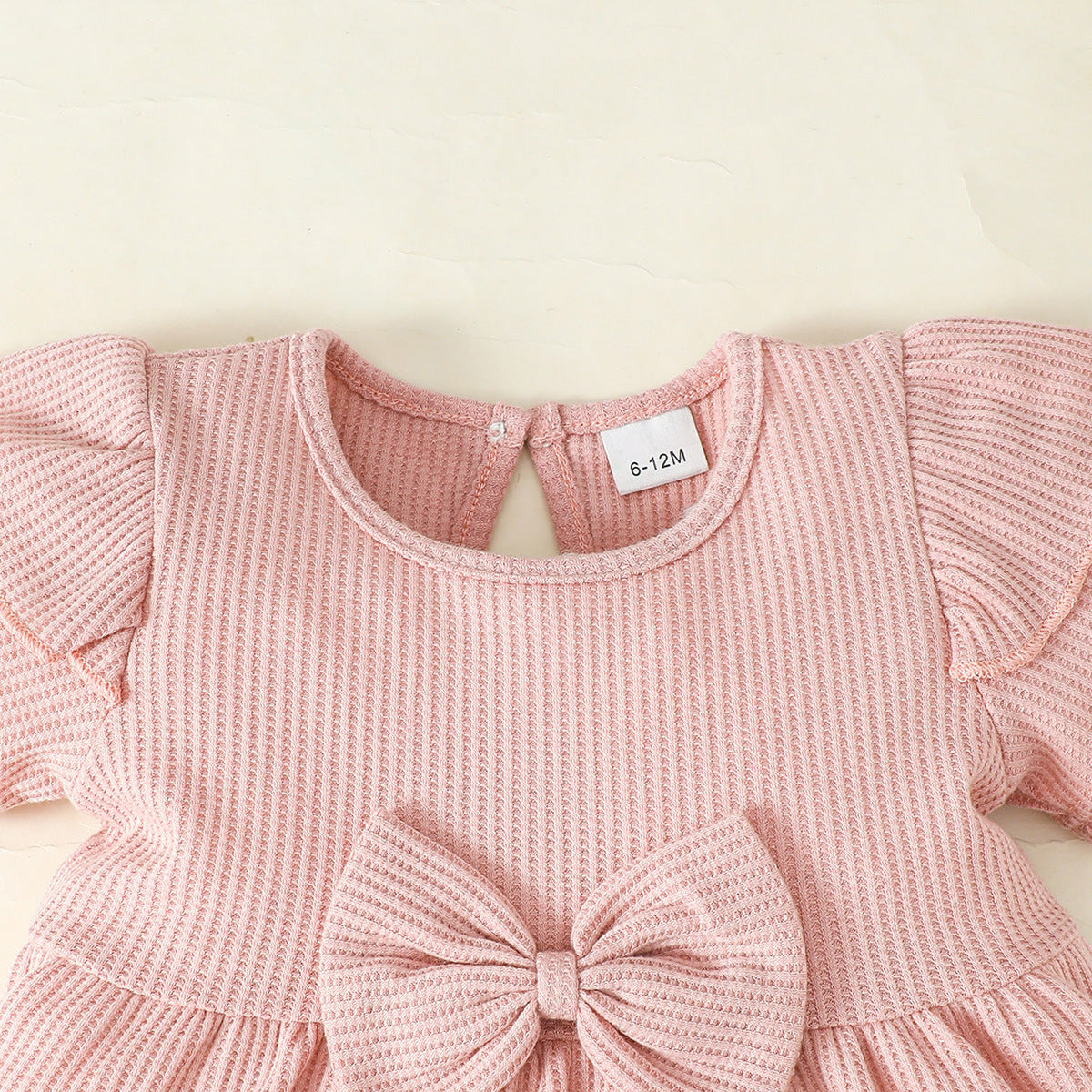 Girls' Solid Color Round Neck Short Sleeves Ruffled Denim Two-piece Suit