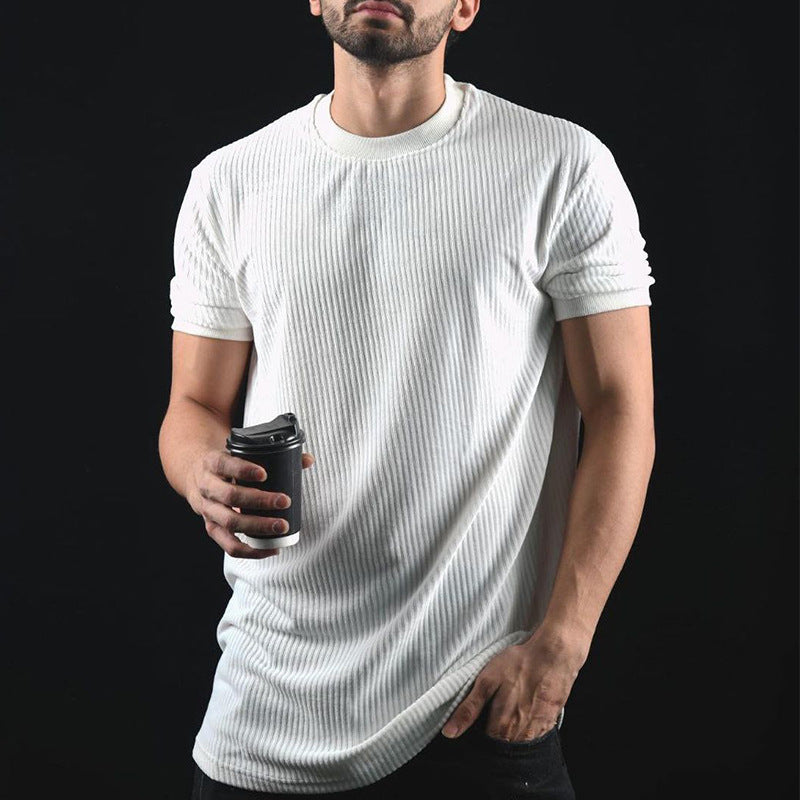 Casual Round Neck Half Sleeve T-shirt British Men's Tight Bottoming Shirt Men