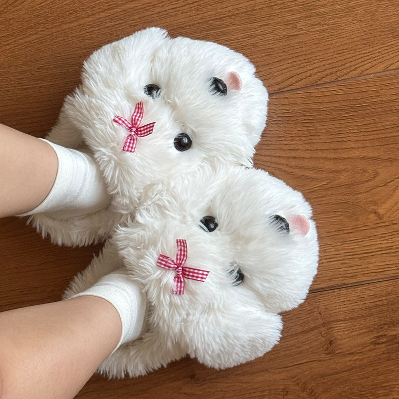 Women's Winter Plush Cartoon Puppy Cotton Slippers