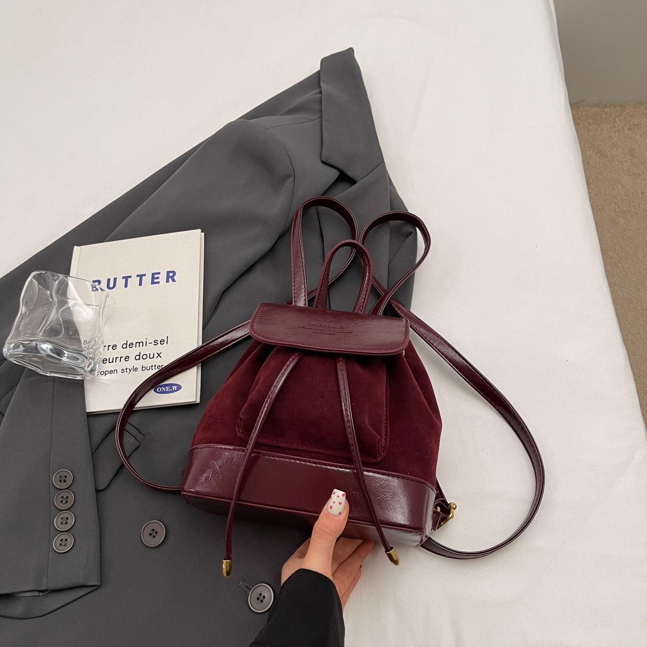 Autumn Winter Retro Suede Women's Backpack