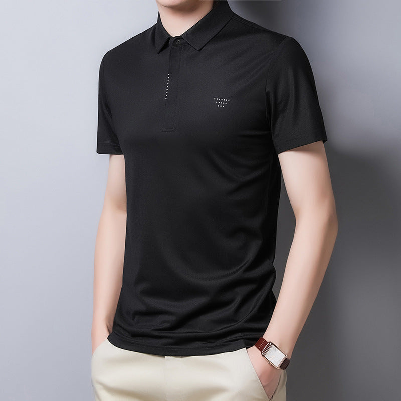 Fashion Casual Solid Color Lapel Half Sleeve Men