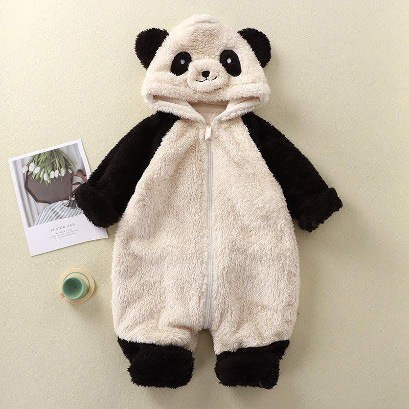 Autumn And Winter New Baby Cartoon Animal Plush One-piece Children's Loungewear