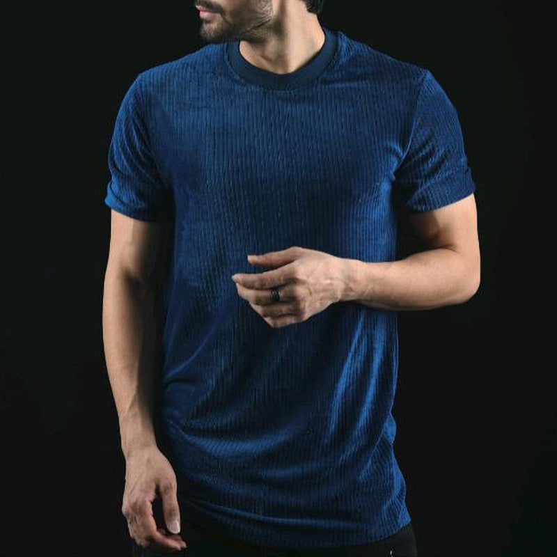 Casual Round Neck Half Sleeve T-shirt British Men's Tight Bottoming Shirt Men