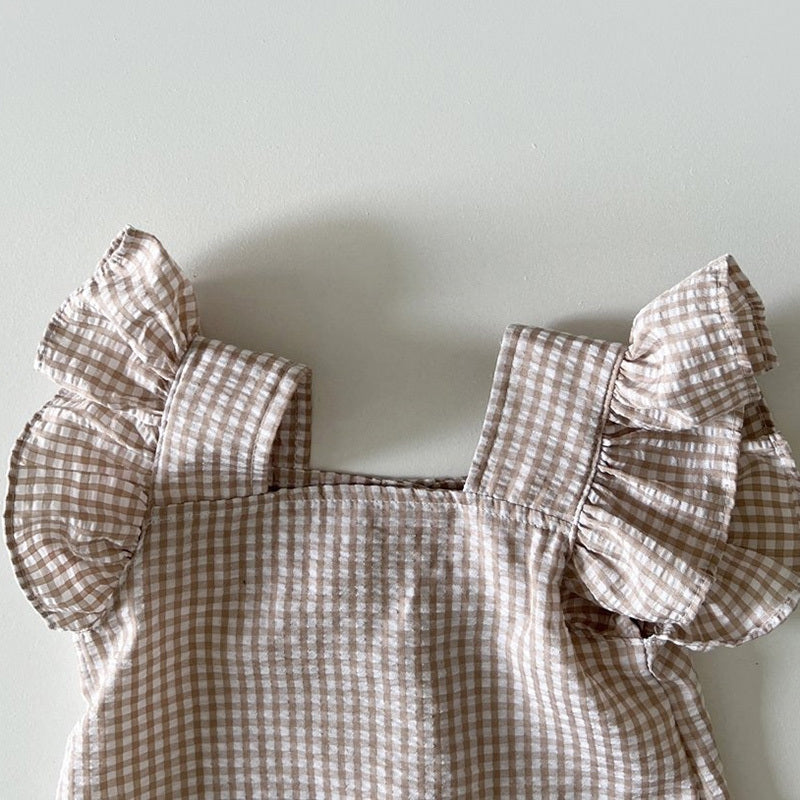 Fashion Personality Girl Baby Plaid Clothes Suit