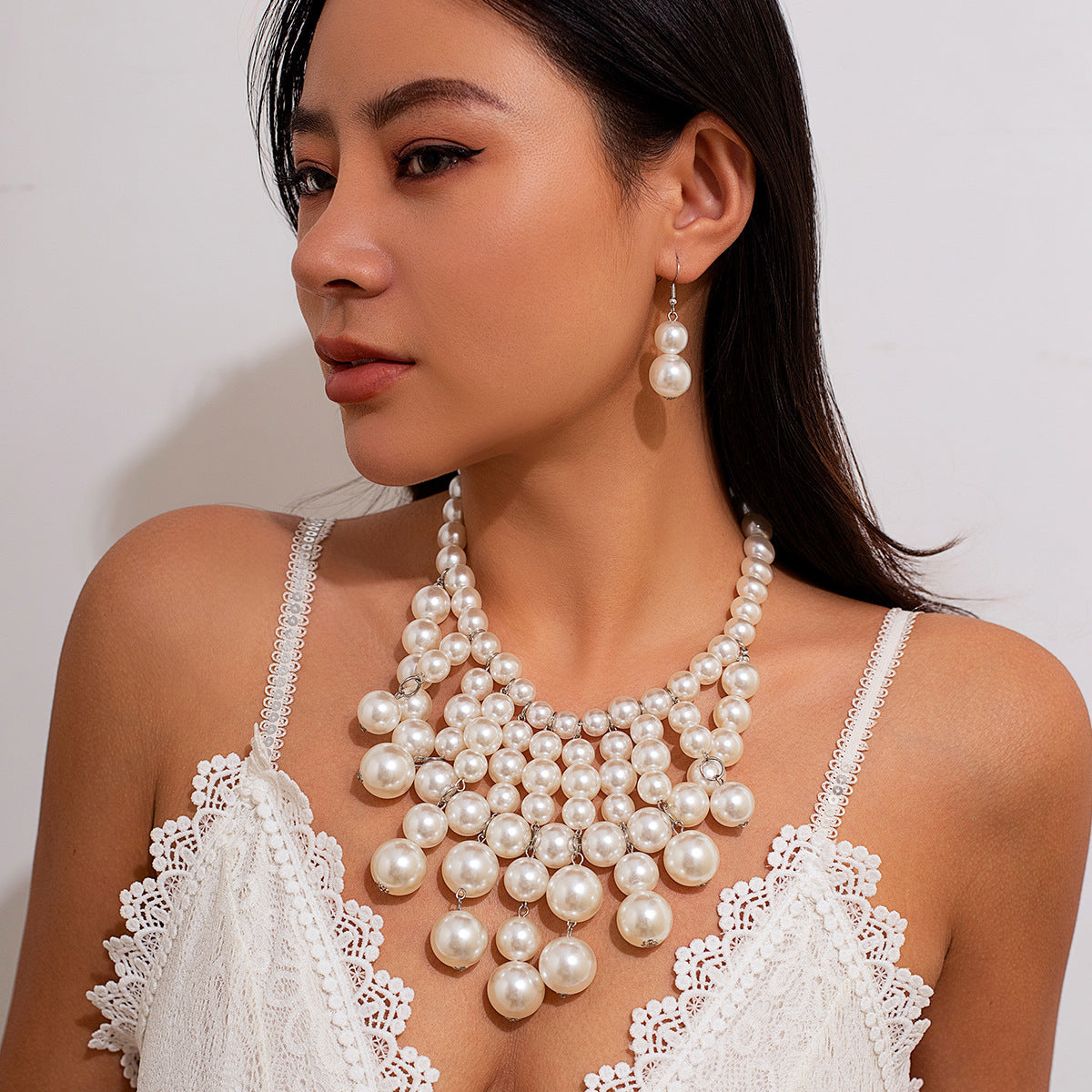 Personalized Pearl Tassel Necklace Set