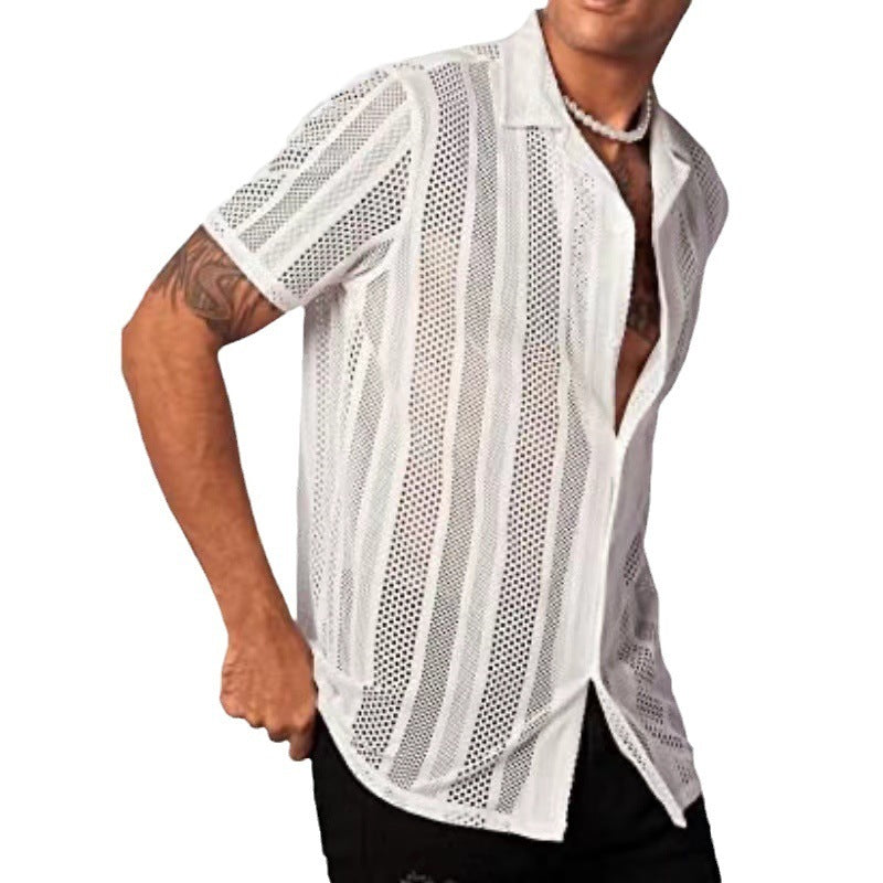 Button Knitted Short-sleeved Shirt Men's Shirt