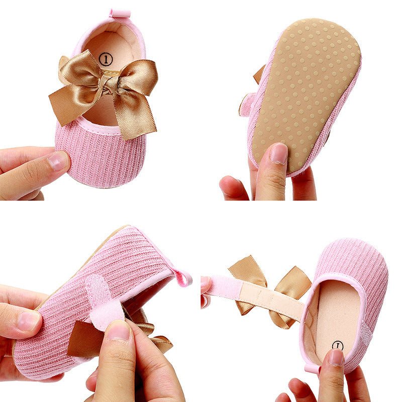 0-1 Years Old Bowknot Comfortable Baby's Shoes Velcro Super Soft Newborn Shoes Baby Shoes Toddler Shoes