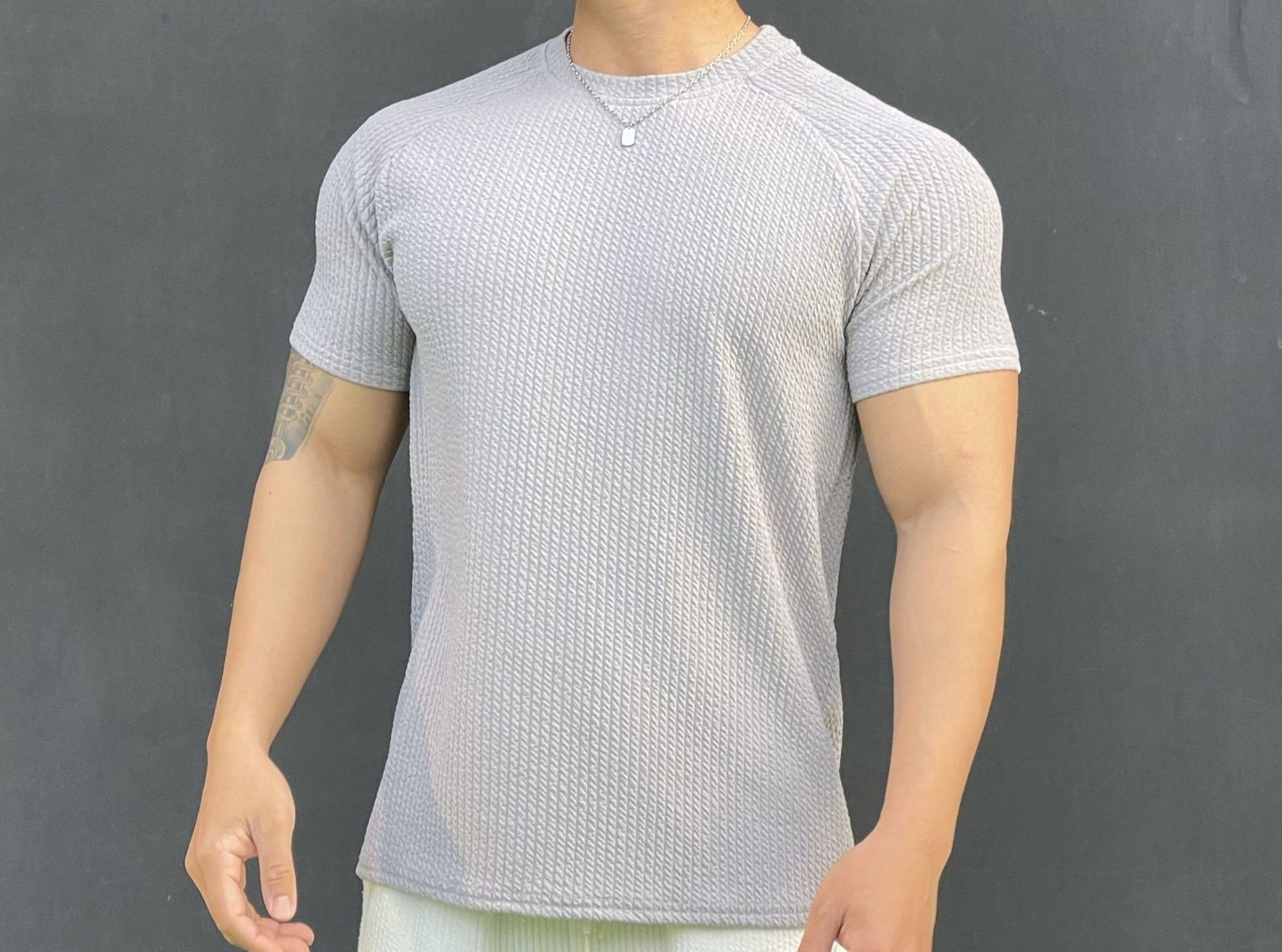 Summer Men's Snake Pattern Short Sleeve Solid Color Casual T-shirt