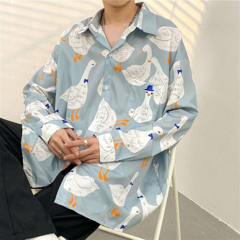 Mens Temperament Fashion Casual Printed Shirt (Available)