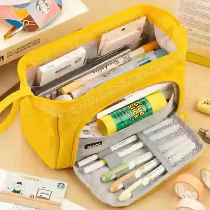 Fashion Double Canvas Multifunctional Pencil Case