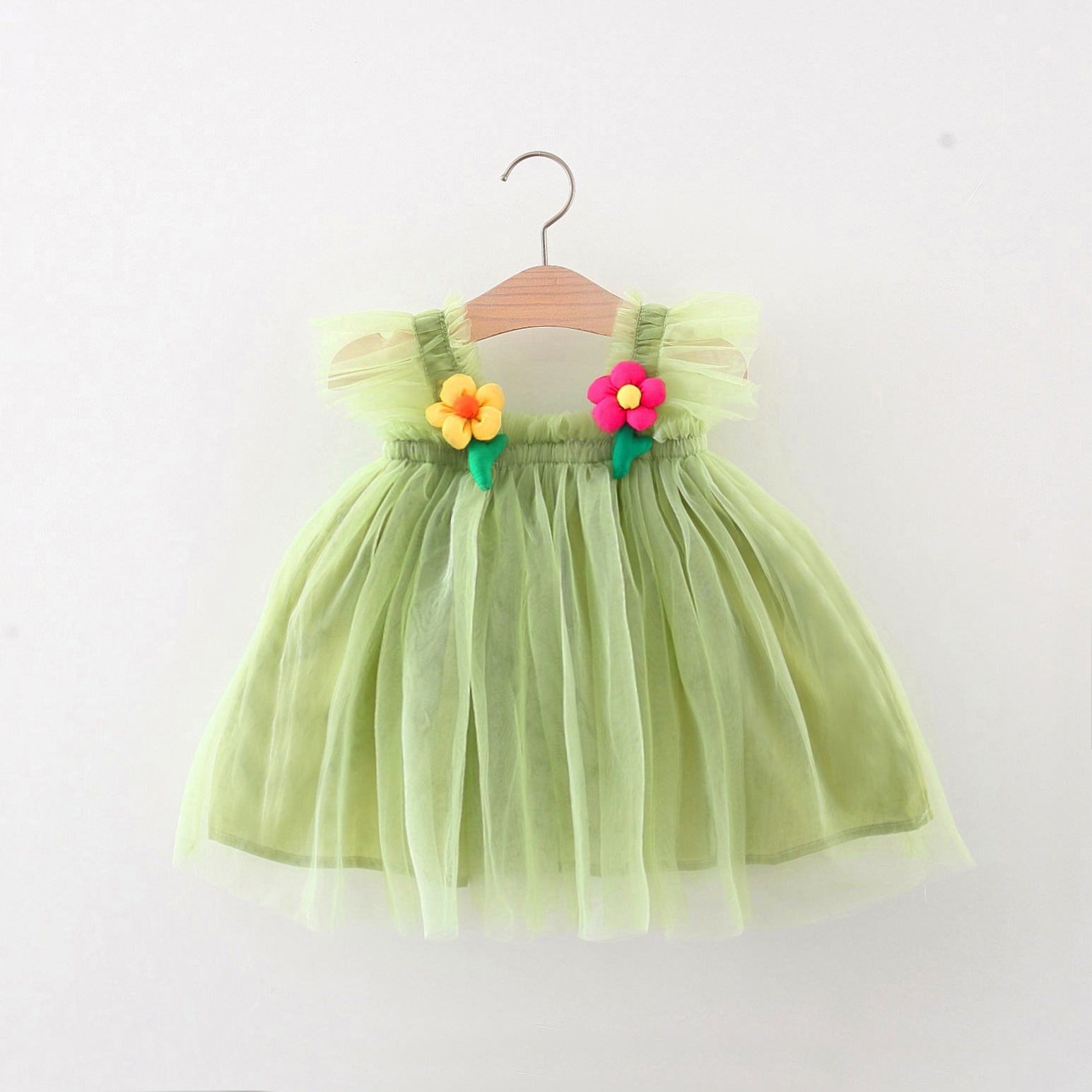 Flounced Sleeve Baby Girl Pettiskirt Princess Dress