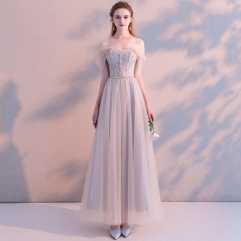 Summer Models A Shoulder Gray Celebrity Birthday Dresses Small Dress Fairy Bridesmaid Dresses