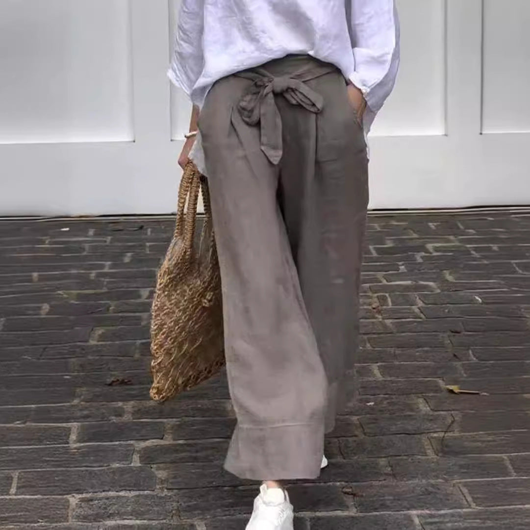 Women's Lightweight Adjustable High Waist Loose Trousers With Pockets