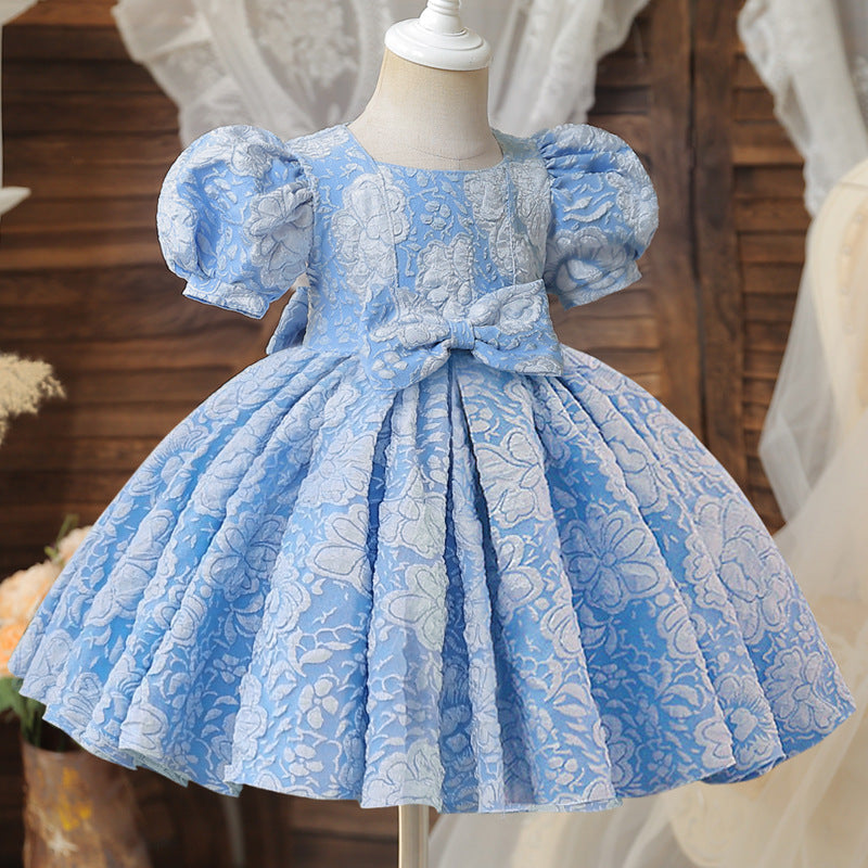Girl's Baby Dress For One Year Old Puff Sleeve Bow Princess Dress