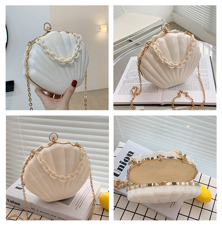 Printed One-shoulder Crossbody Chain Shell Bag