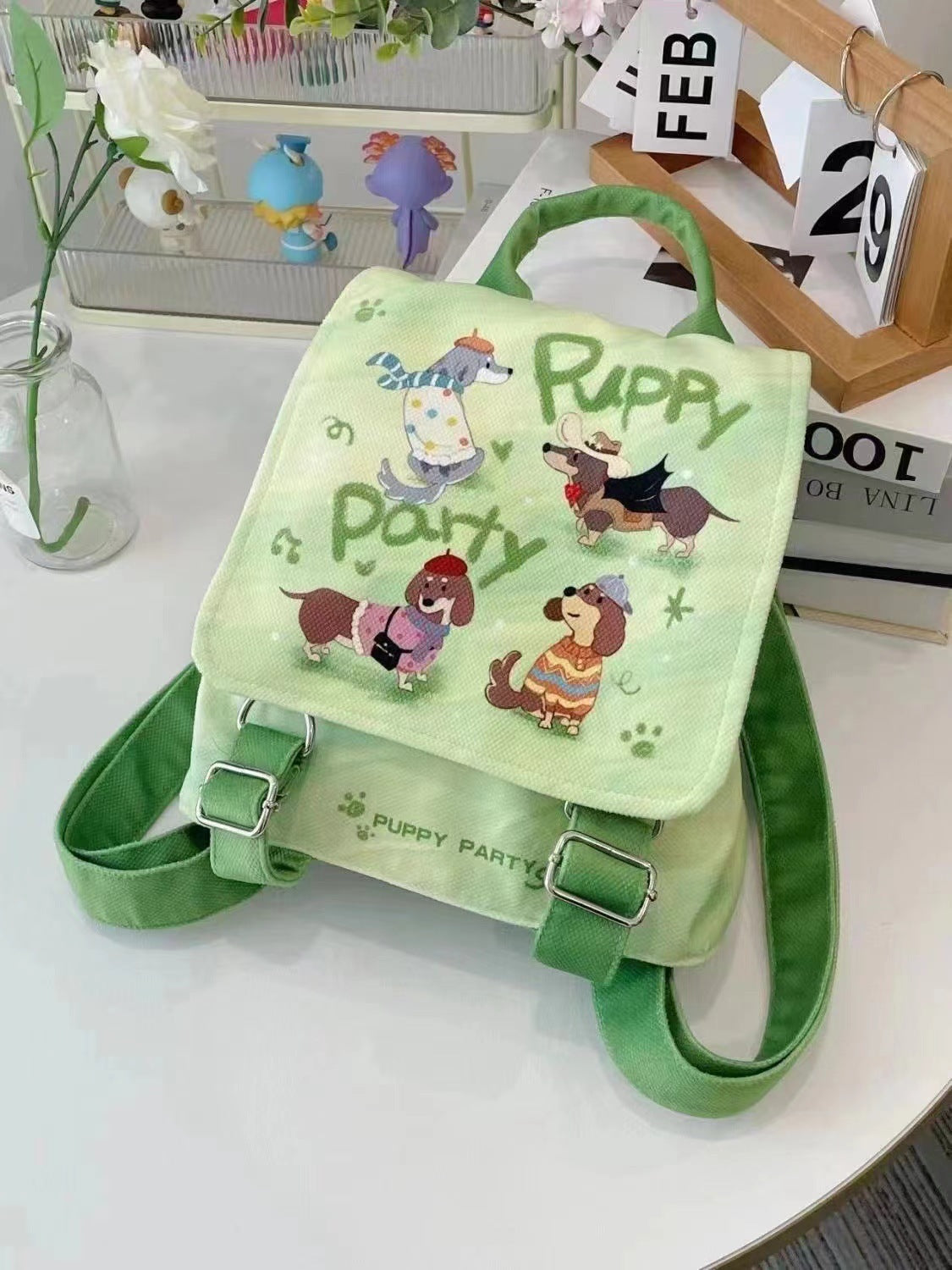 Puppy Party Backpack Student Cute Casual