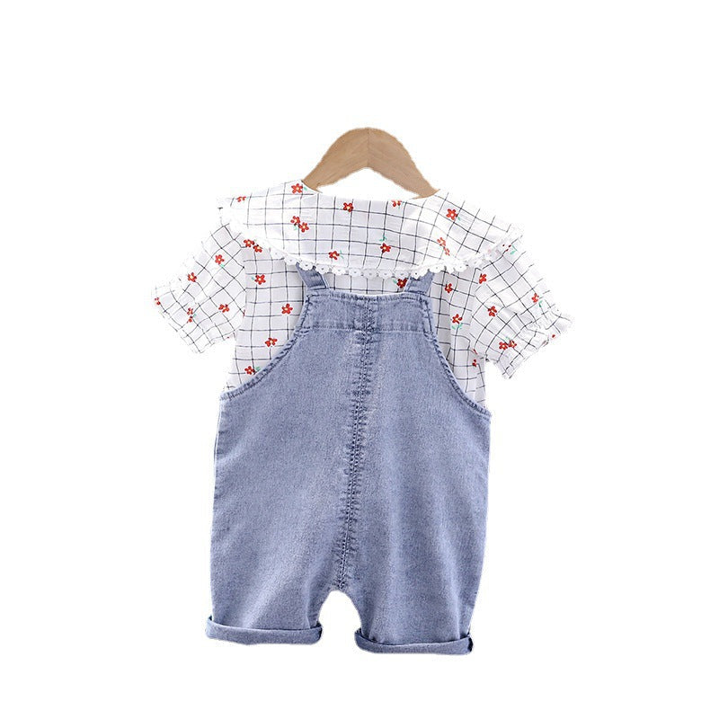 Shirt Short Sleeve Bib Clothes Children's Summer Two Piece Set