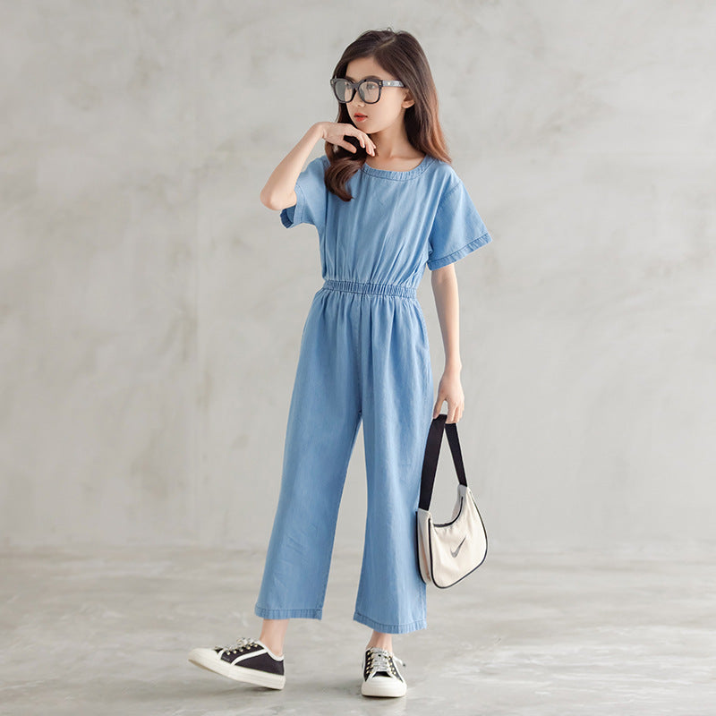 CUHK Girl Korean Style One-piece Wide-leg Pants
