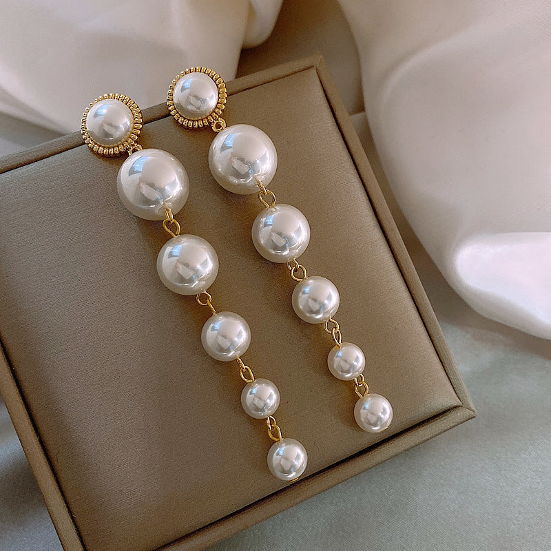 Sterling Silver Needle Grown Up Small Pearl Female Earrings