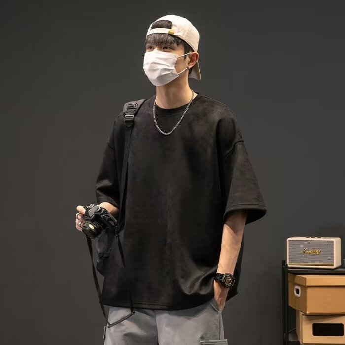 Men's Simple Solid Color Casual Short Sleeved Shirt