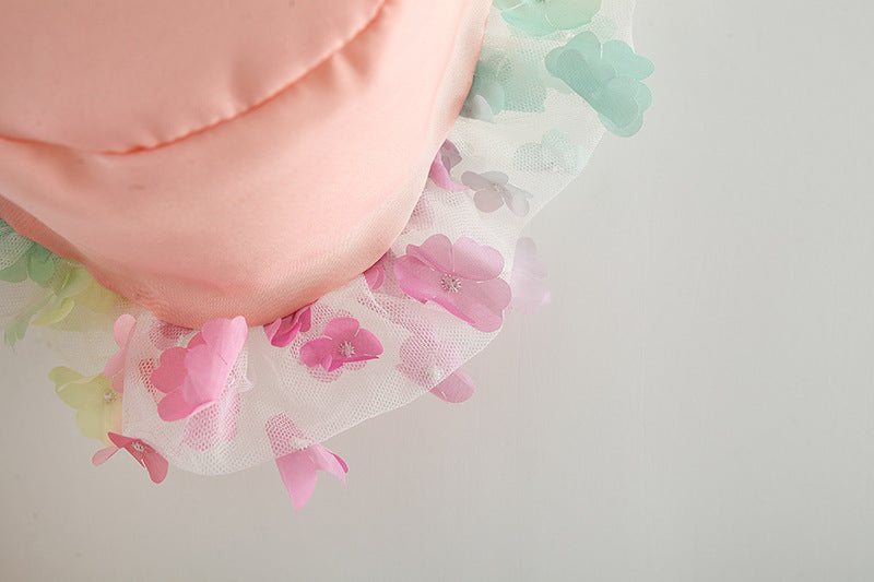 Sleeveless Girls New Printed Sling Backless Cotton Fashionable Princess Dress