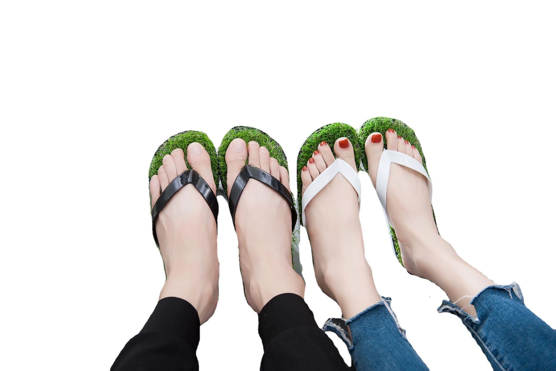 Couple's Artificial Grass Slippers Creative Turf Home Slippers Beach Slippers