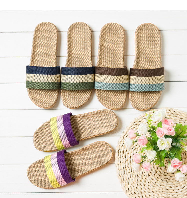 Linen Slippers Couple Indoor Platform Non-slip Non-stinky Feet