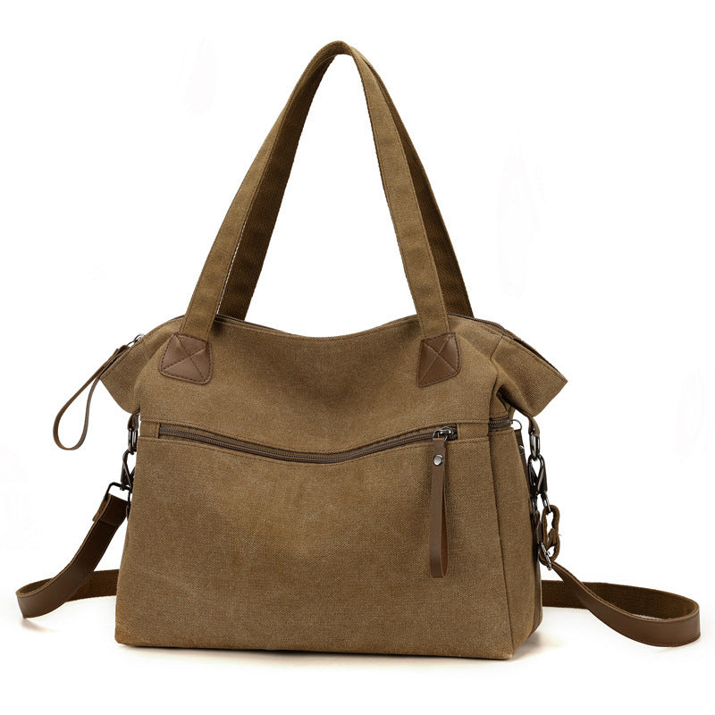 Large Capacity Fashion Casual All-match Retro Canvas Bag For Women  ( Available )