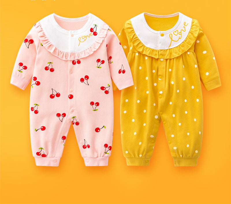 2-piece Newborn Baby Summer Baby Romper Long-sleeved Romper Newborn Baby Jumpsuit