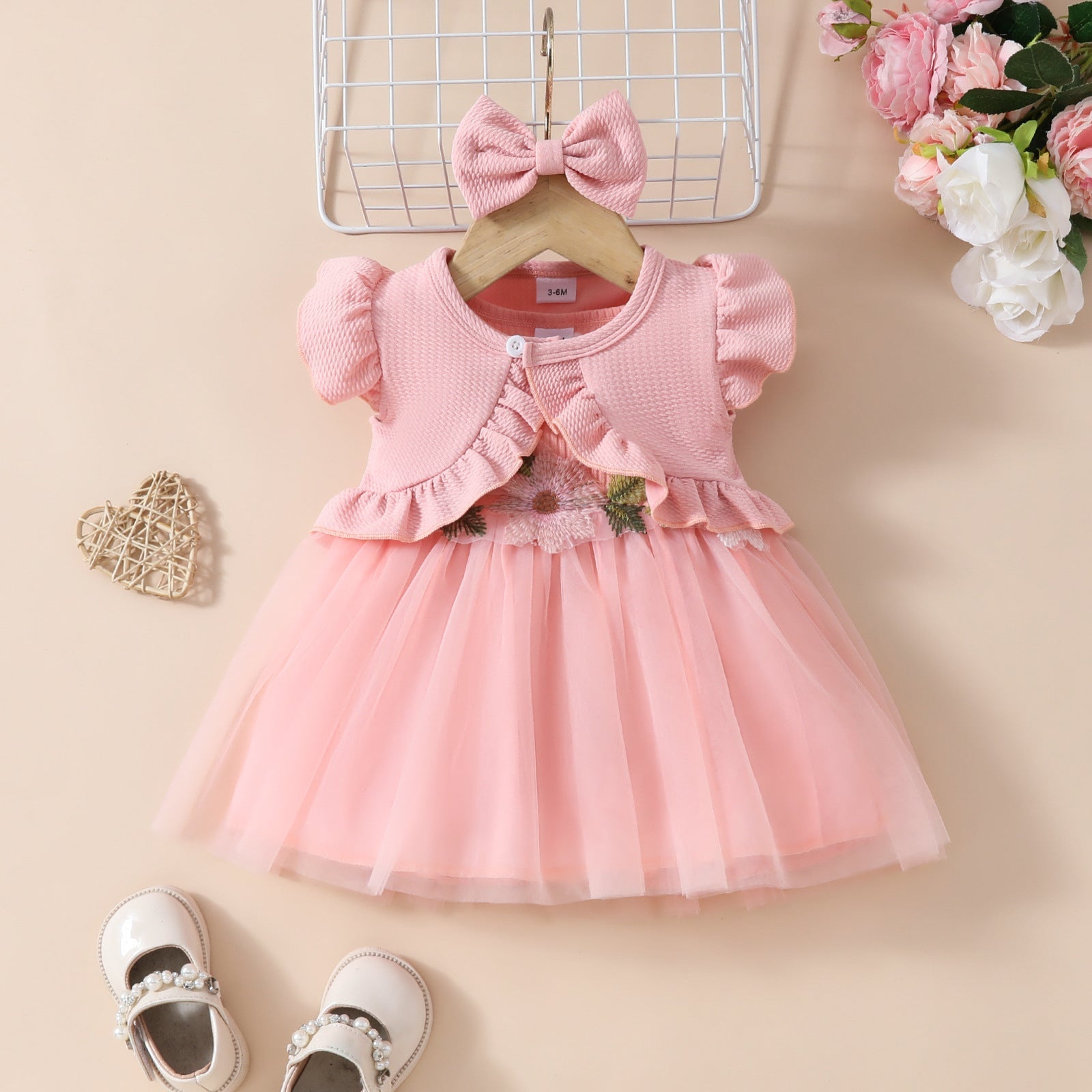 Girls' Sleeveless Short Top Mesh Dress (Available )