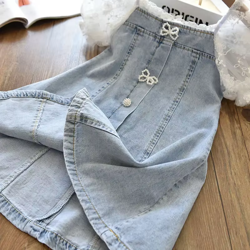 2025 Cowboy Clothing Puff Sleeves Princess Dress for Kids Girls