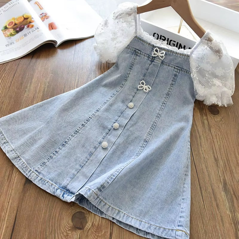 2025 Cowboy Clothing Puff Sleeves Princess Dress for Kids Girls