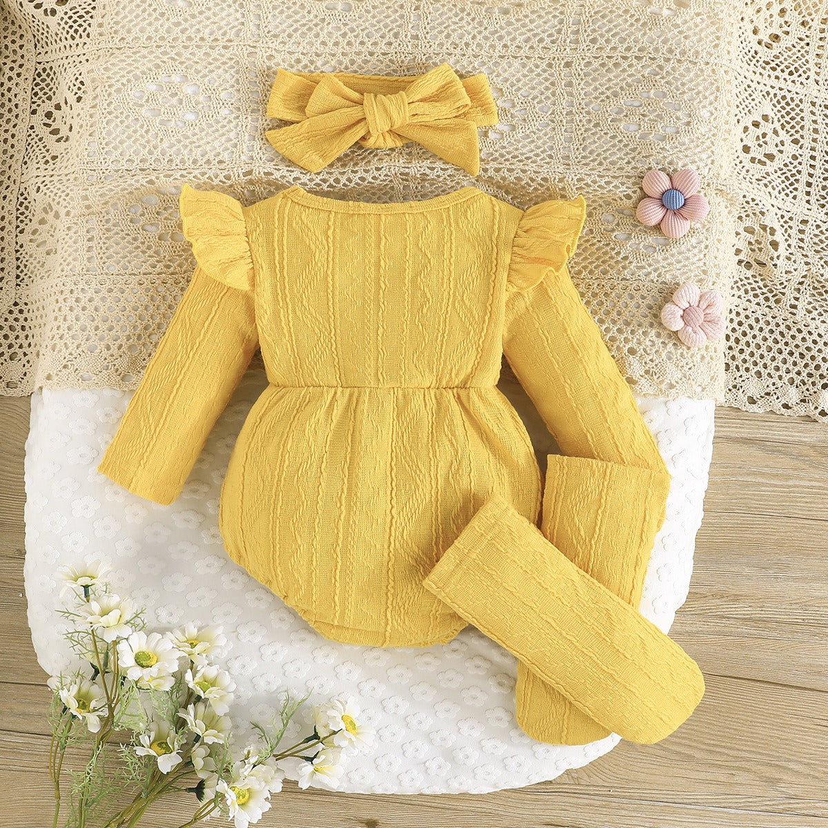 2025 Yellow Twisted Jumpsuit Cute Set