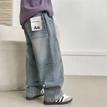 Denim trousers stylish wide-leg pants