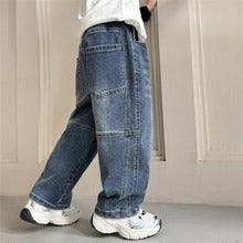 Denim trousers stylish wide-leg pants