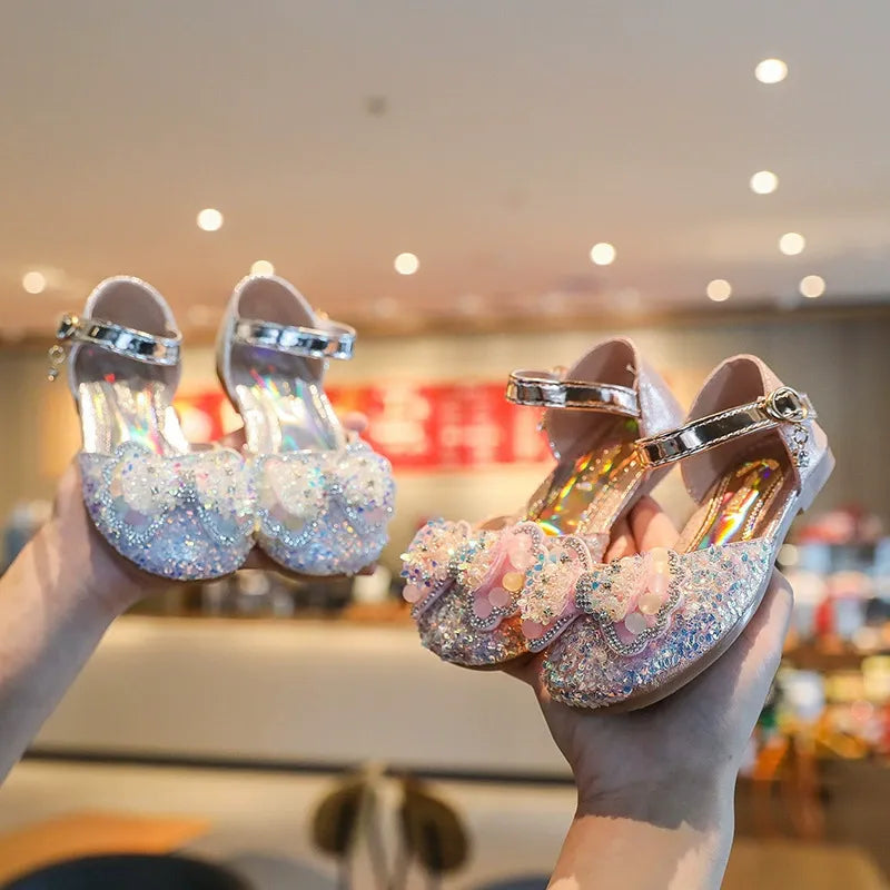 Children's Korean fashion crystal princess shoes