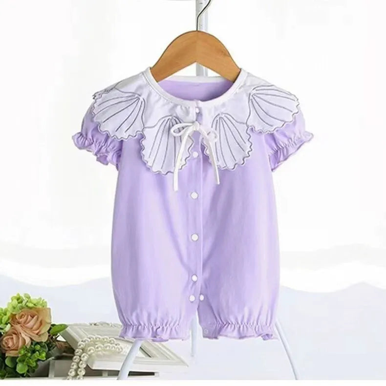 Baby Girl Summer cotton short-sleeved crawling romper newborn summer thin spring melt