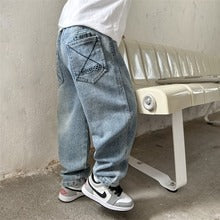 Denim trousers stylish wide-leg pants