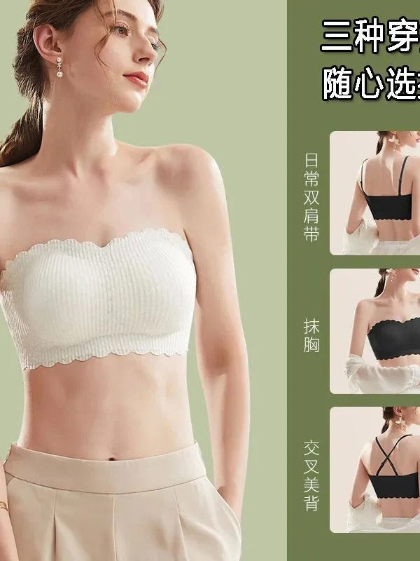 Strapless Lace Traceless Women's Bra Vest – Anti-Slip Beauty Back | White / Black / Beige