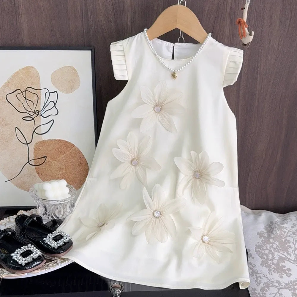 New style sleeveless high-end children's clothing three-dimensional flower princess dress big girl dress