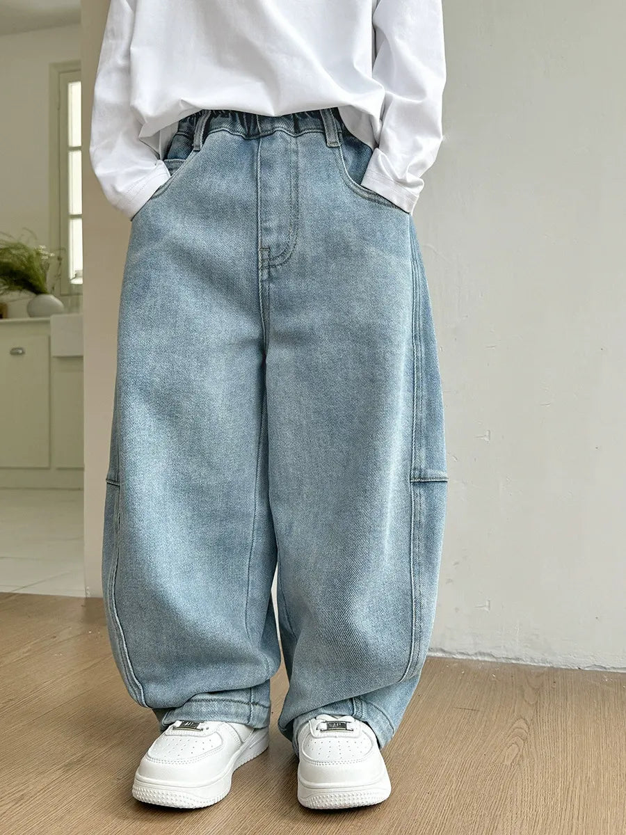 Denim trousers stylish wide-leg pants