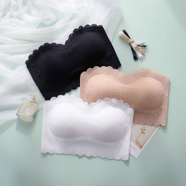 Strapless Lace Traceless Women's Bra Vest – Anti-Slip Beauty Back | White / Black / Beige