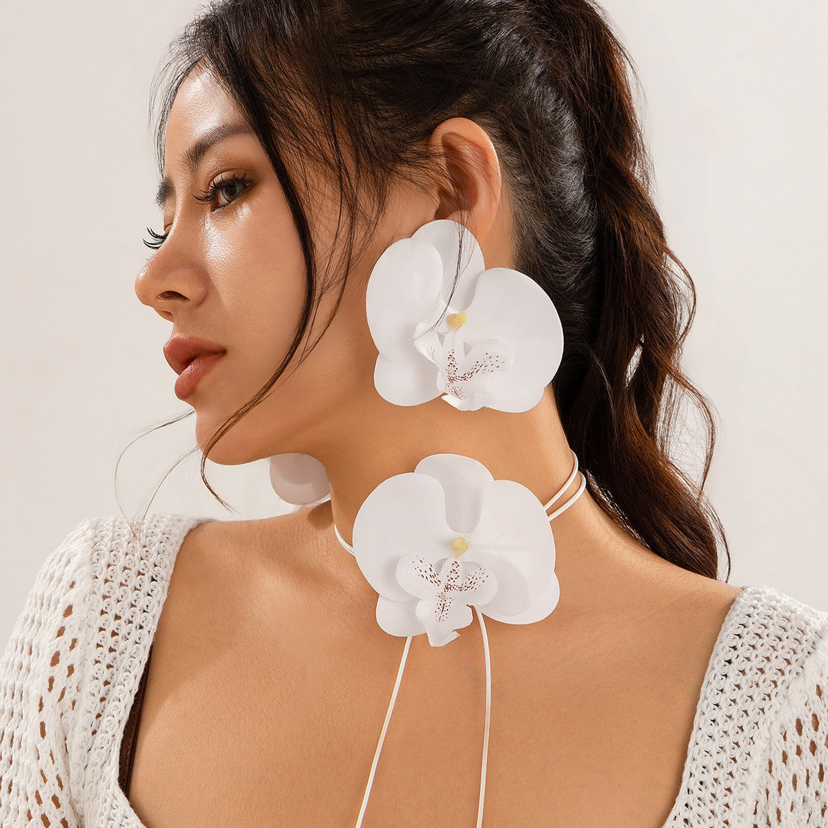 Butterfly orchid flower Necklace & Earring Set