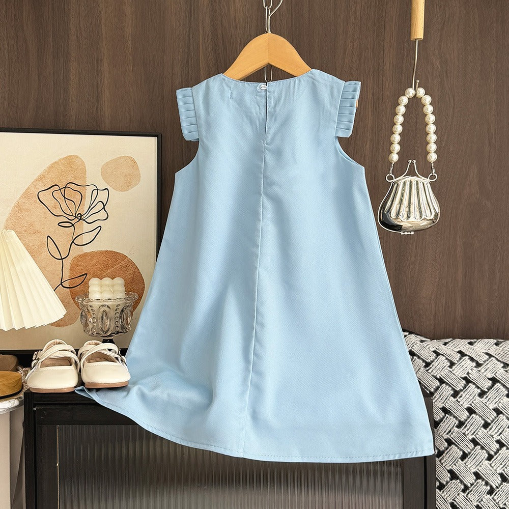 New style sleeveless high-end children's clothing three-dimensional flower princess dress big girl dress