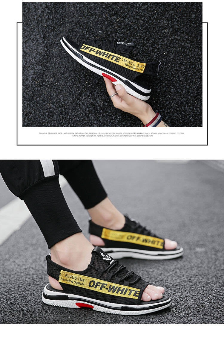 Men Sandals Breathable Shoes Hollow Out Flat Shoes Pull On Sport Outdoor Beach Sandals Shoes Men Roman Shoes Korean Youth Sandals for Men   (Available)