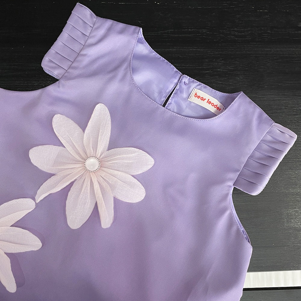 New style sleeveless high-end children's clothing three-dimensional flower princess dress big girl dress